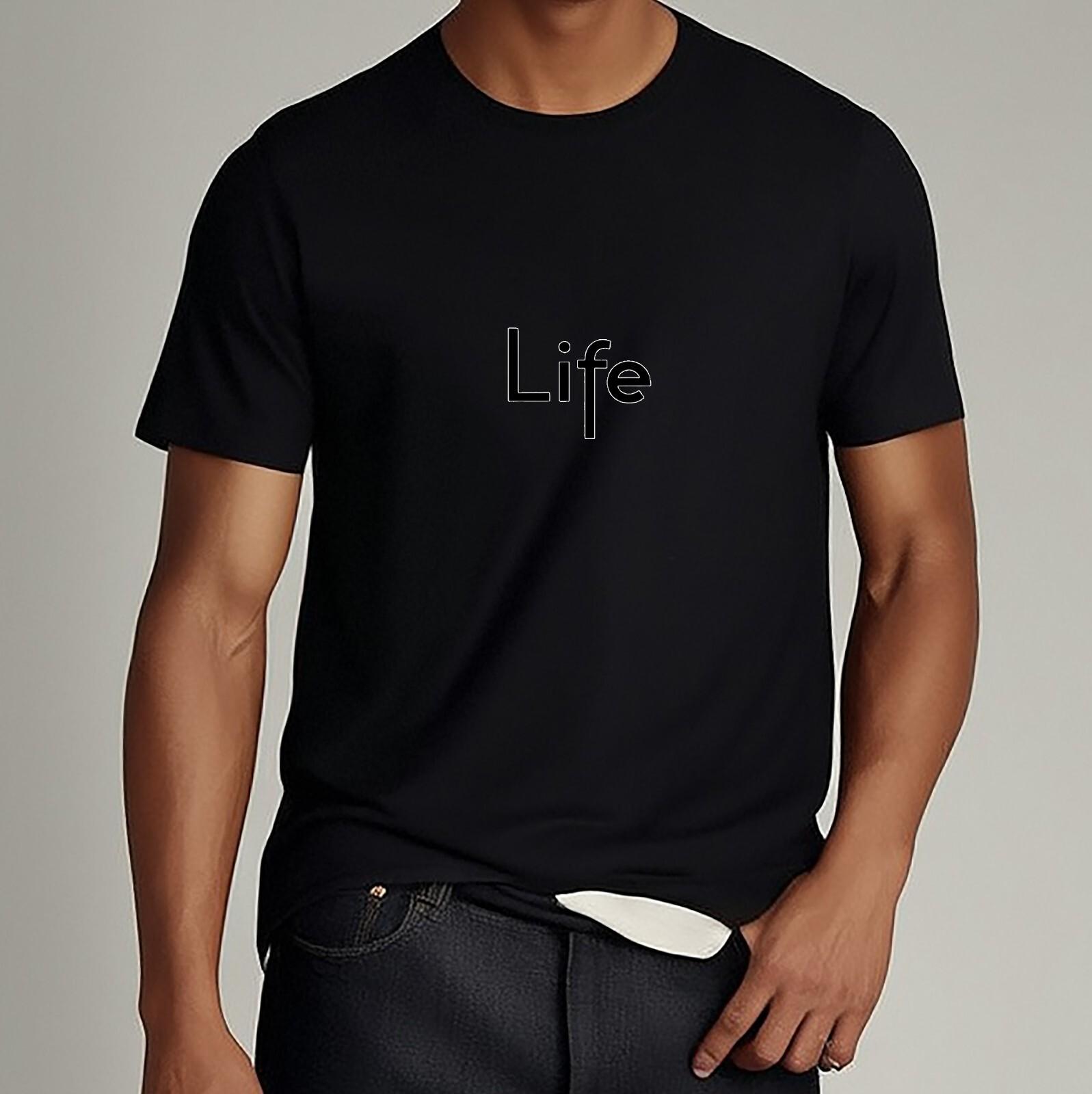 

Life Minimalist Black Text Inspirational Graphic Tshirt 100 Cotton Unisex Simple Casual Streetwear Daily Tops Streetwear 2026 3XL