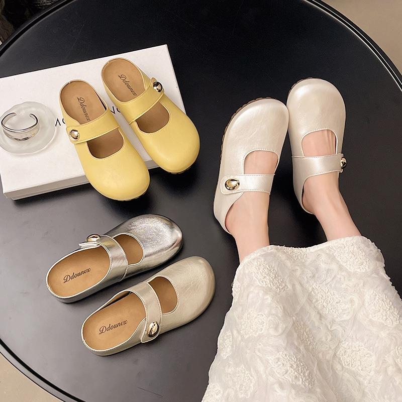 Fashion Versatile Inner Height Increase Temperament Bag Head Half Slippers Women's Summer New Outer Wear Casual Women's Shoes