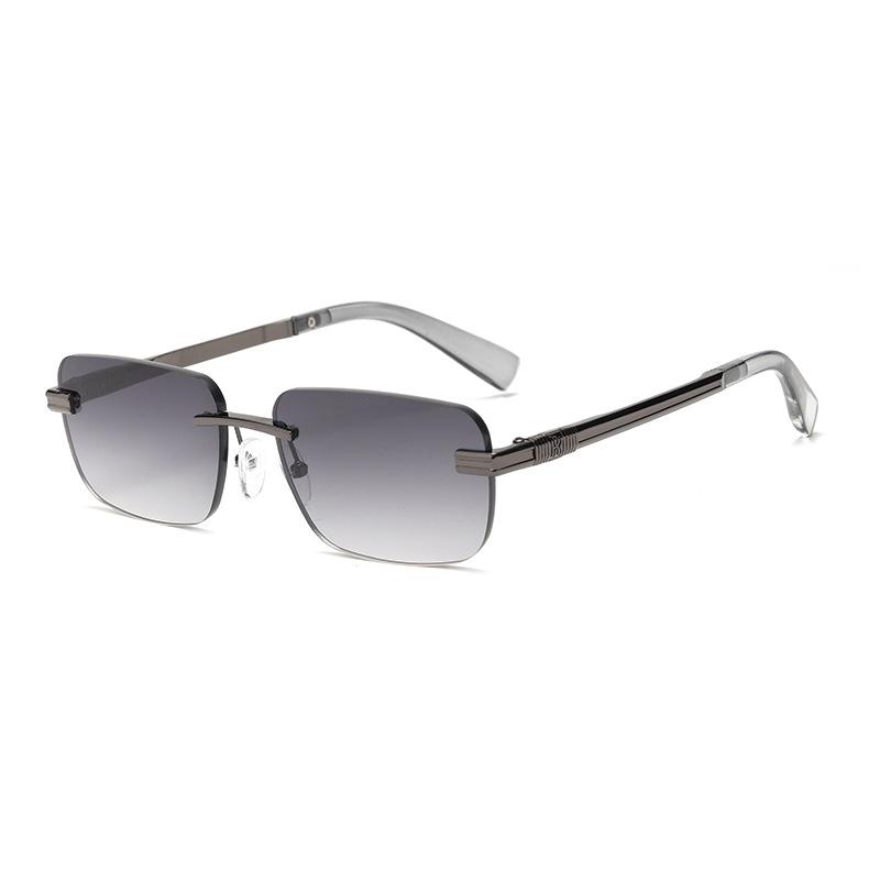 Light luxury half-frame square sunglasses, black-frame simple business driving sunglasses, men's outdoor travel sunshade glasses
