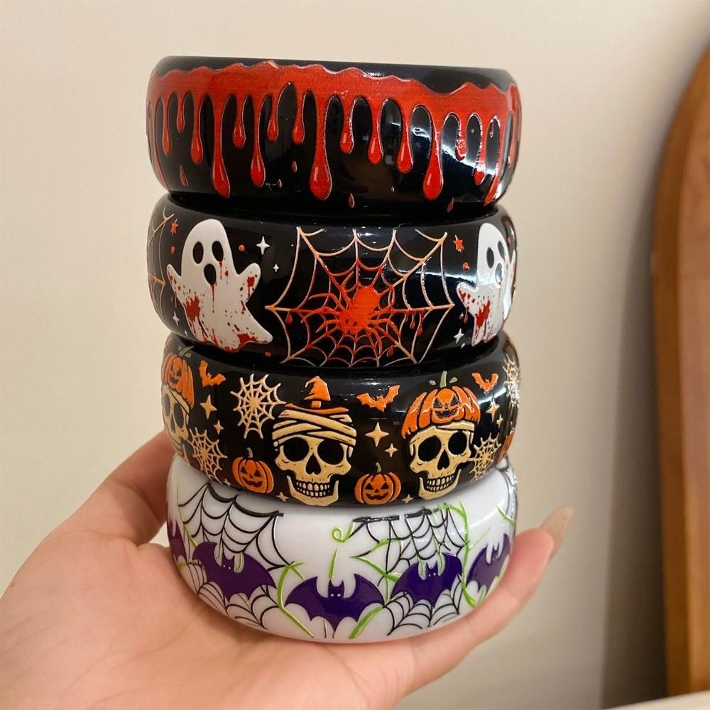 Europe American Style Halloween Acrylic Bangle Pumpkin Skull Hand Ring Girls
