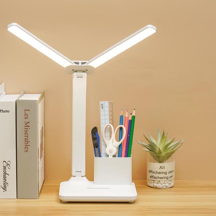 Doppelkopf-Beleuchtung LED-Lade-Schreibtischlampe, Stil: Wiederaufladbar 3600mAh+Kabel