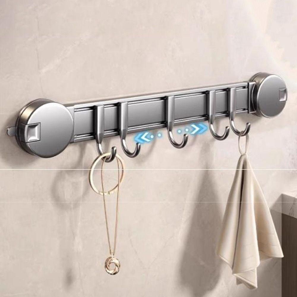 4/5/6 Hooks Vacuum Adsorption Hooks Simple Door Hanging Clothes Hook Robe Coat Hangers Bathroom