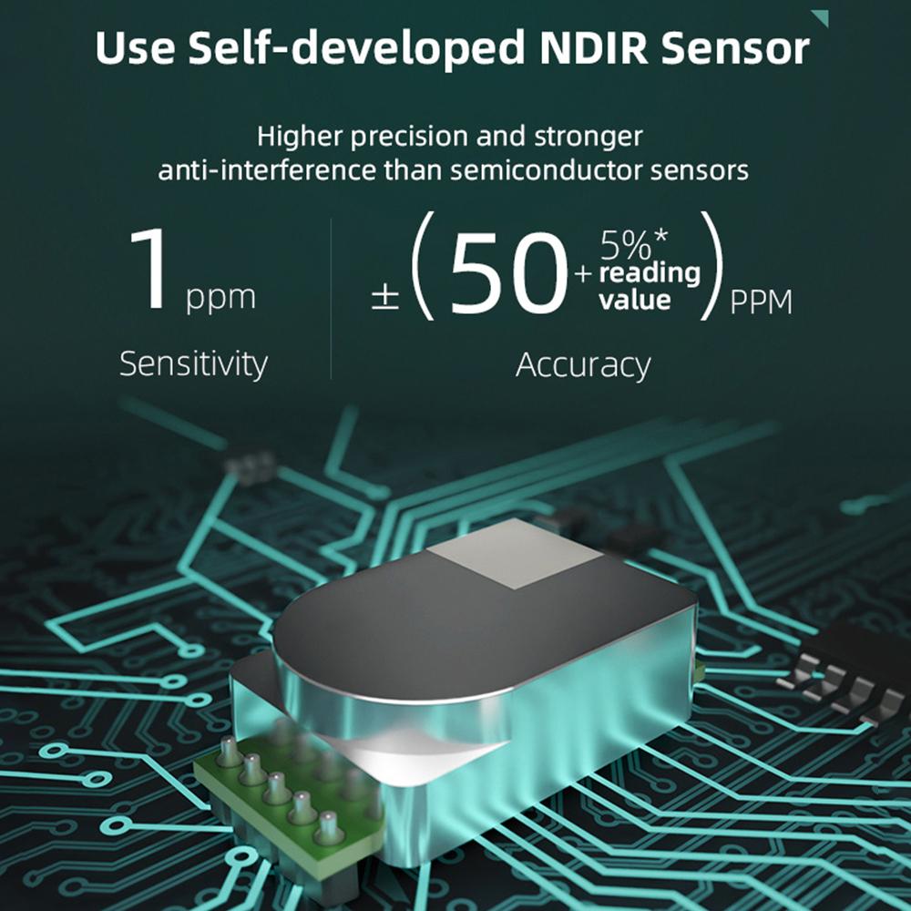 4 In 1 WiFi Air Quality Meter Carbon Dioxide Detector Agricultural Production CO2 Temperature Humidity Tester Time Alarm Clock with LED Screen Display