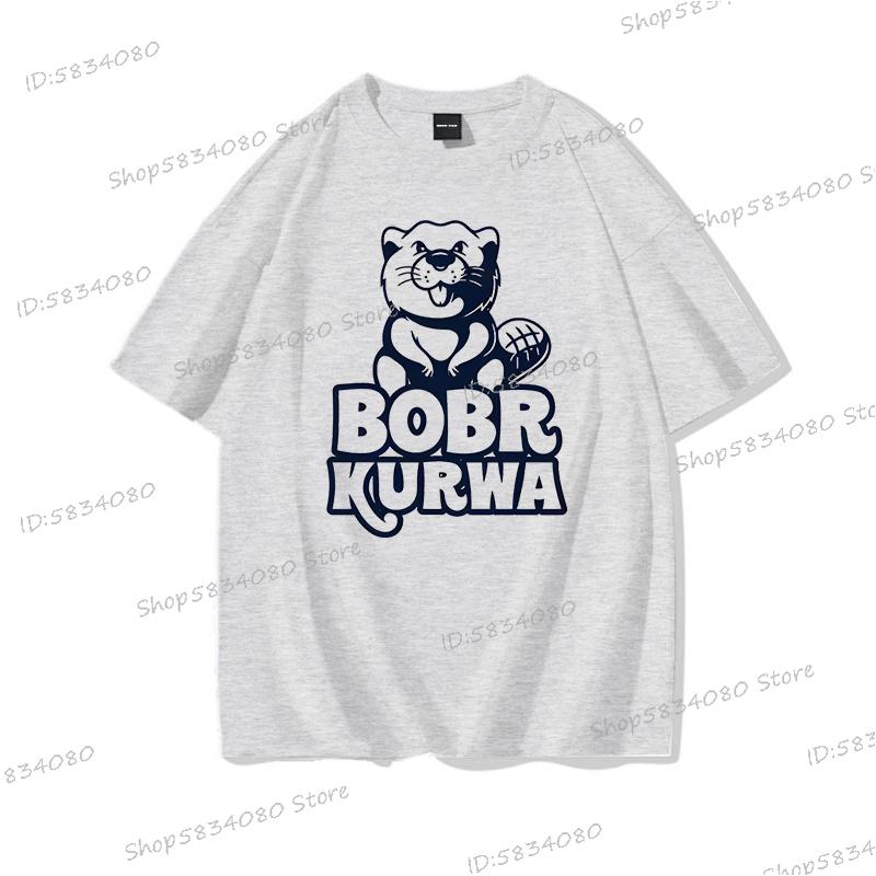 Bobr Kurwa Cotton Short Sleeve Tshirt Women Unisex Clothes Funny Kurwa Bober Cartoon Tee Shirt Harajuku Y2k High Quality Loose Tee