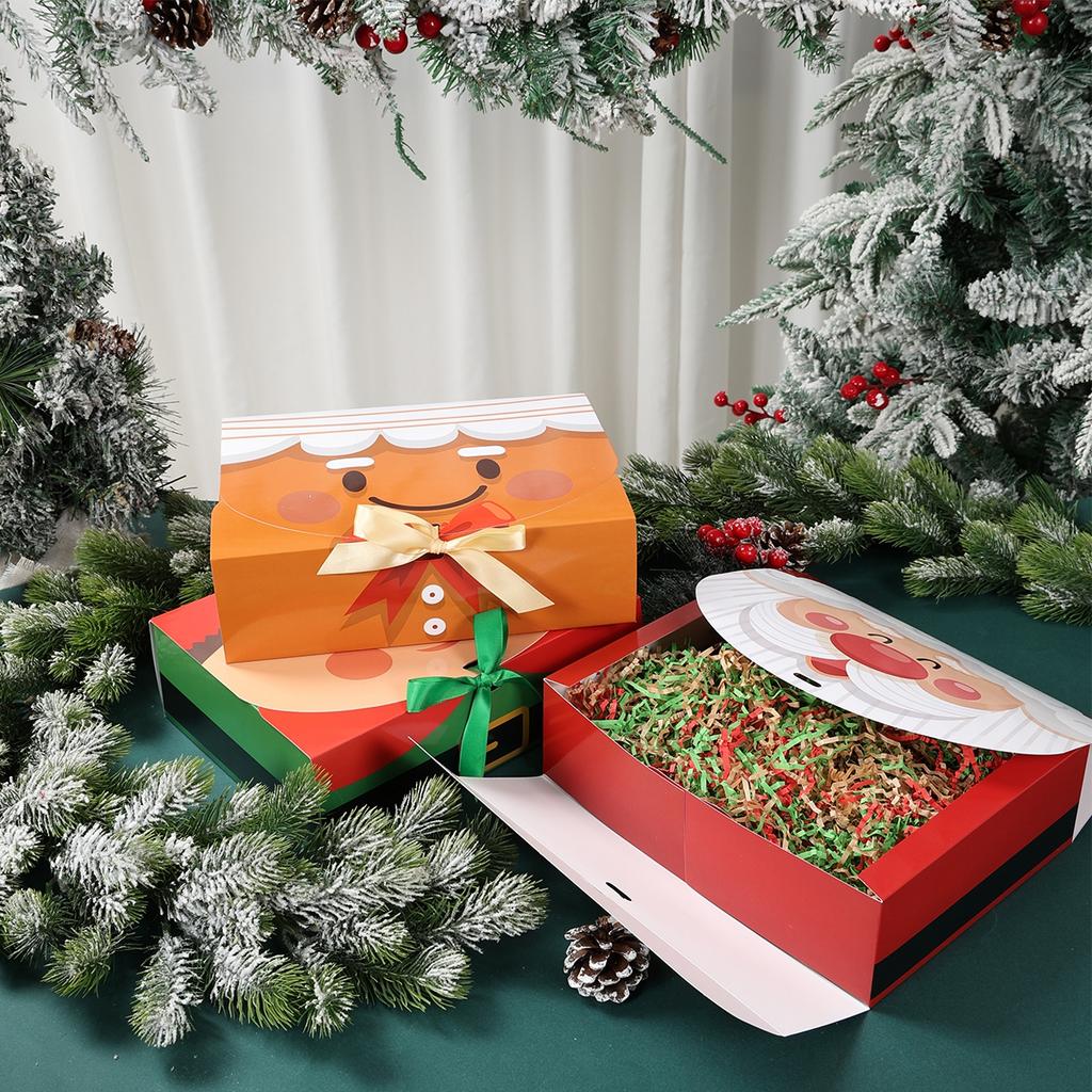 Christmas Ribbon Gift Box Merry Christmas Decorations for Home 2025 Navidad Natal Xmas Candy Cookie Packaging Box New Year 2026
