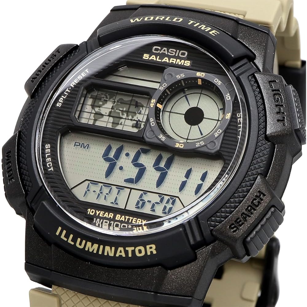 Casio World Time Digital Men's Watch AE-1000W-5AV Black Green Color Overseas Model