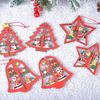 Christmas Wooden Pendants For Xmas Tree Glass Decorations Snowflakes Bell Pendant 3D Red bells/stars/christmas Ornaments In Mini