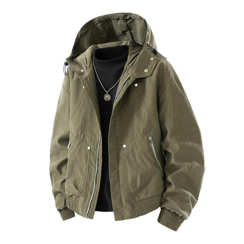 

Fashion versatile tooling jacket men s 25 autumn and winter new windproof loose hooded trench coat men s fashion trend couple 4XL