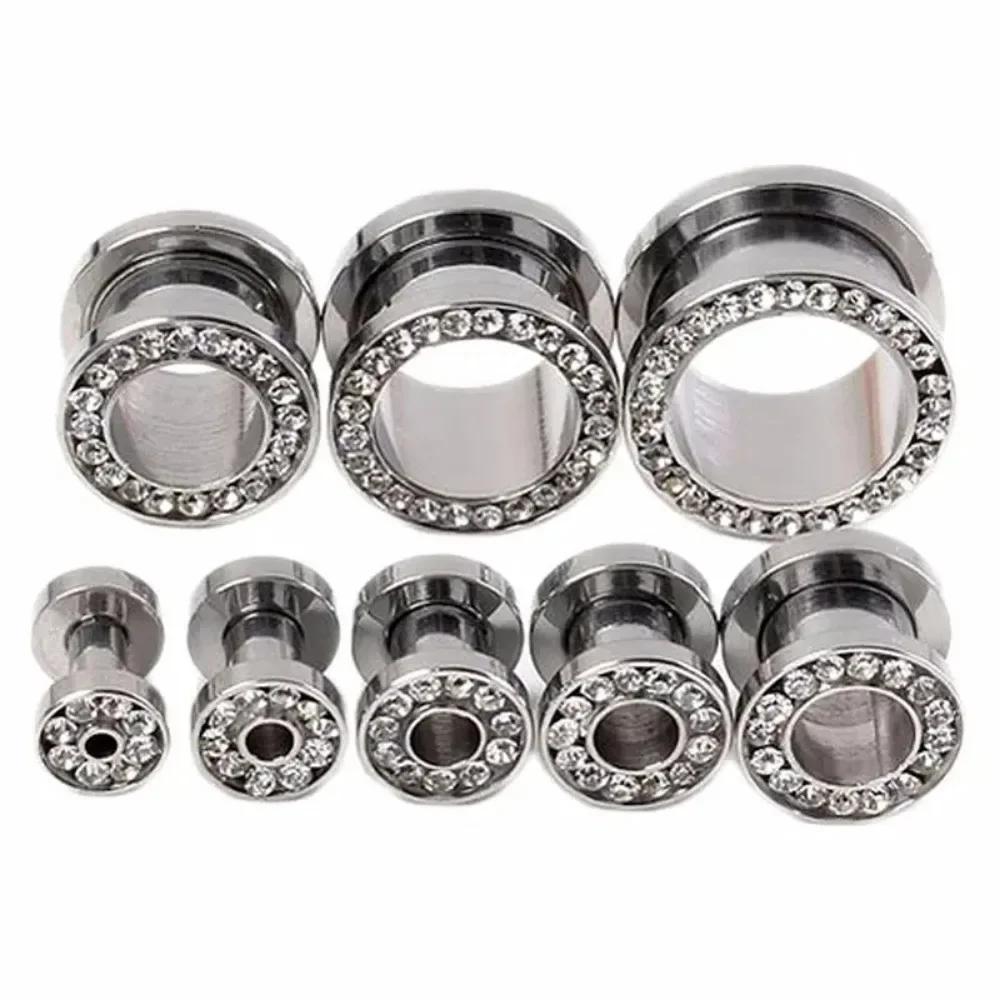 1 Paar Mehrfarbiger Kristall Ohrstecker Stahl Schraubverschluss Dehner 8g ( 3mm ) - 1 " ( 25 mm ) Dehnstab Tunnel