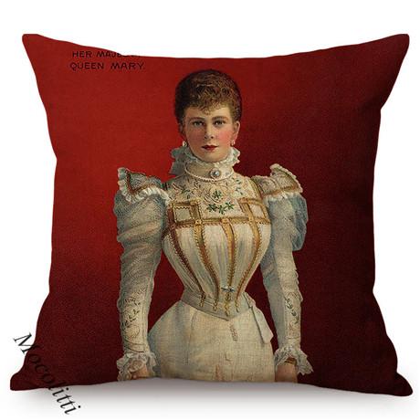 Vintage Nordic Celebrity Oil Painting Cushion Cover Chic Woman King George Self Portrait Sofa Decoration Pillow Case Kussenhoes