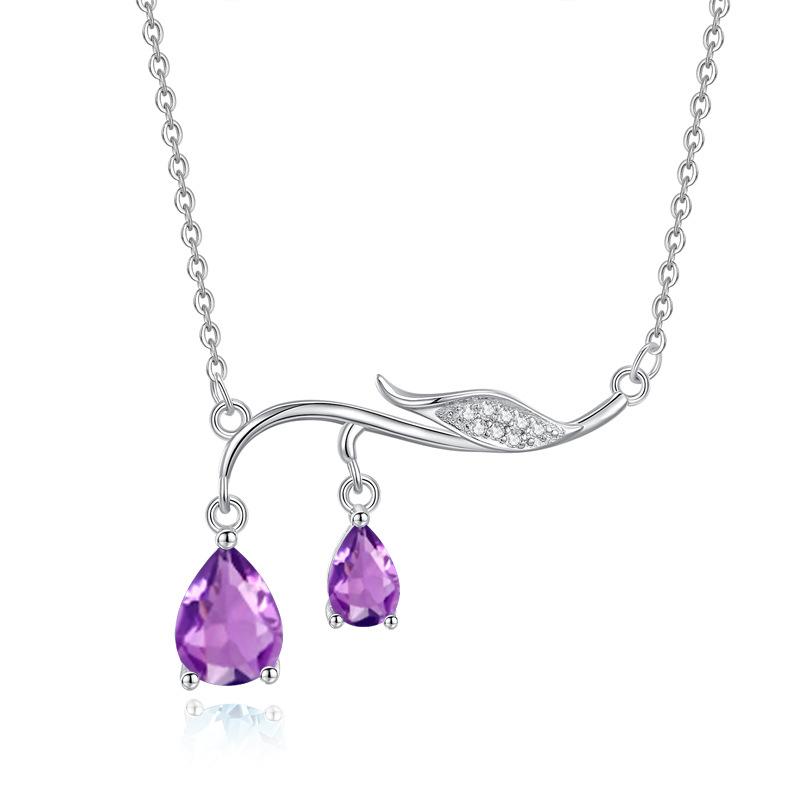 

Natural colored treasure spar branch pendant s925 sterling silver non-fading necklace female design clavicle chain 925 silver