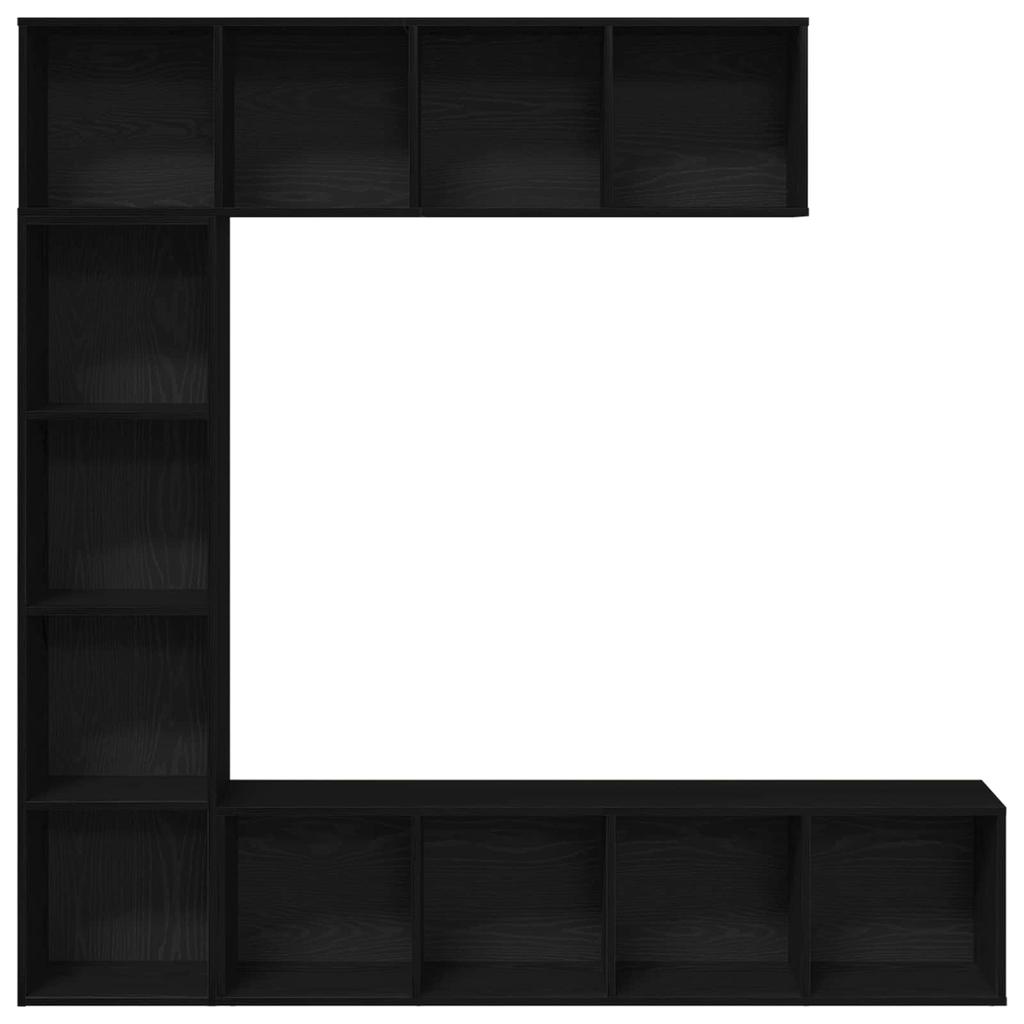 3 Piece Bookshelf Black Oak Effect 36 x 30 x 143 cm