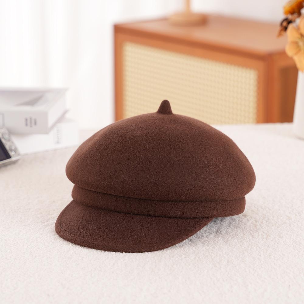 Autumn and winter woolen hat long curved brim beret lady shopping outdoor leisure bare wool painter hat