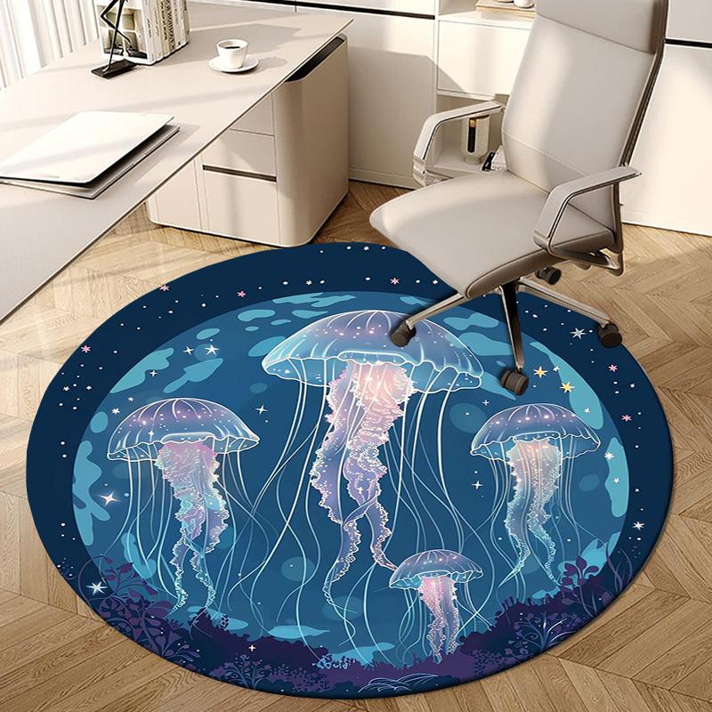 1pc Office Carpet Chair Mats Jellyfish Ocean Night Sky Perfect for Decorating Office Chairs, Living Rooms, Or Bedrooms.YDT112