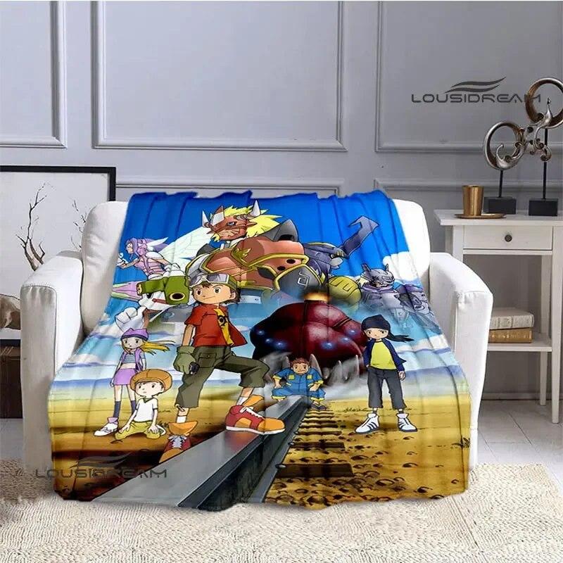 Digimon Cartoon Printing Blanket Flange Warm Blanket Picnic Blanket Home Travel Blanket Bed Linings Birthday Gift