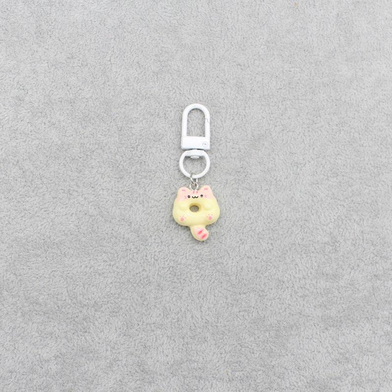 Korean Style Cute Cat Donut Keychain - Cartoon Animal Bag Charm, Simple Pendant Gift for Couples and Besties