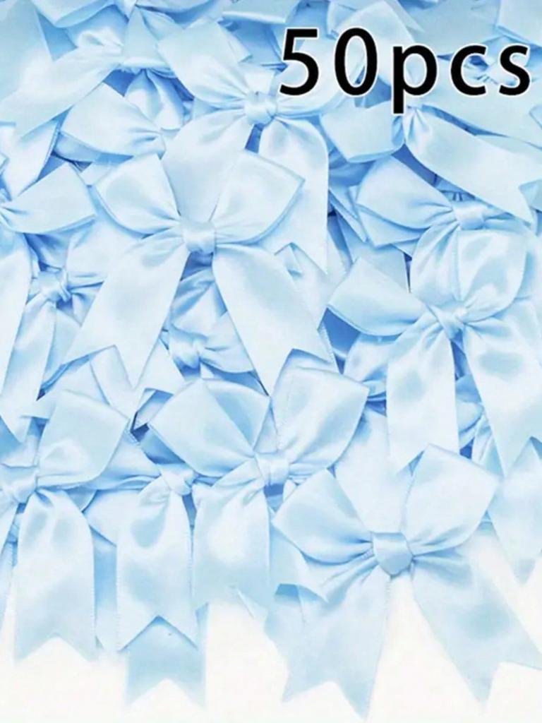 50pcs, Ribbon Bow Craft Bow Pink White Floral Gift Tie Wedding Decoration Bow Bow DIY Birth Party Baking Decoration