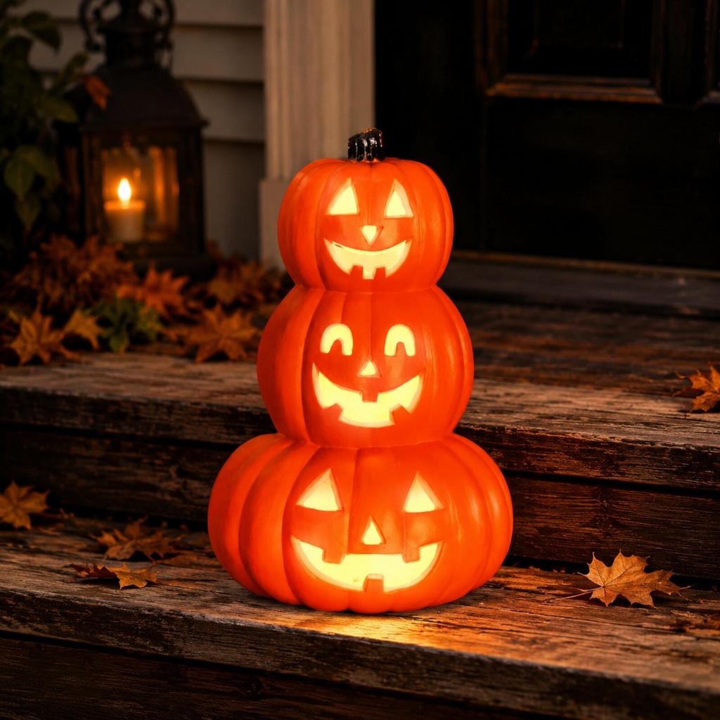 Halloween Pumpkin Lamp Orange Operated Light Decorative PVC JackO'Lantern for