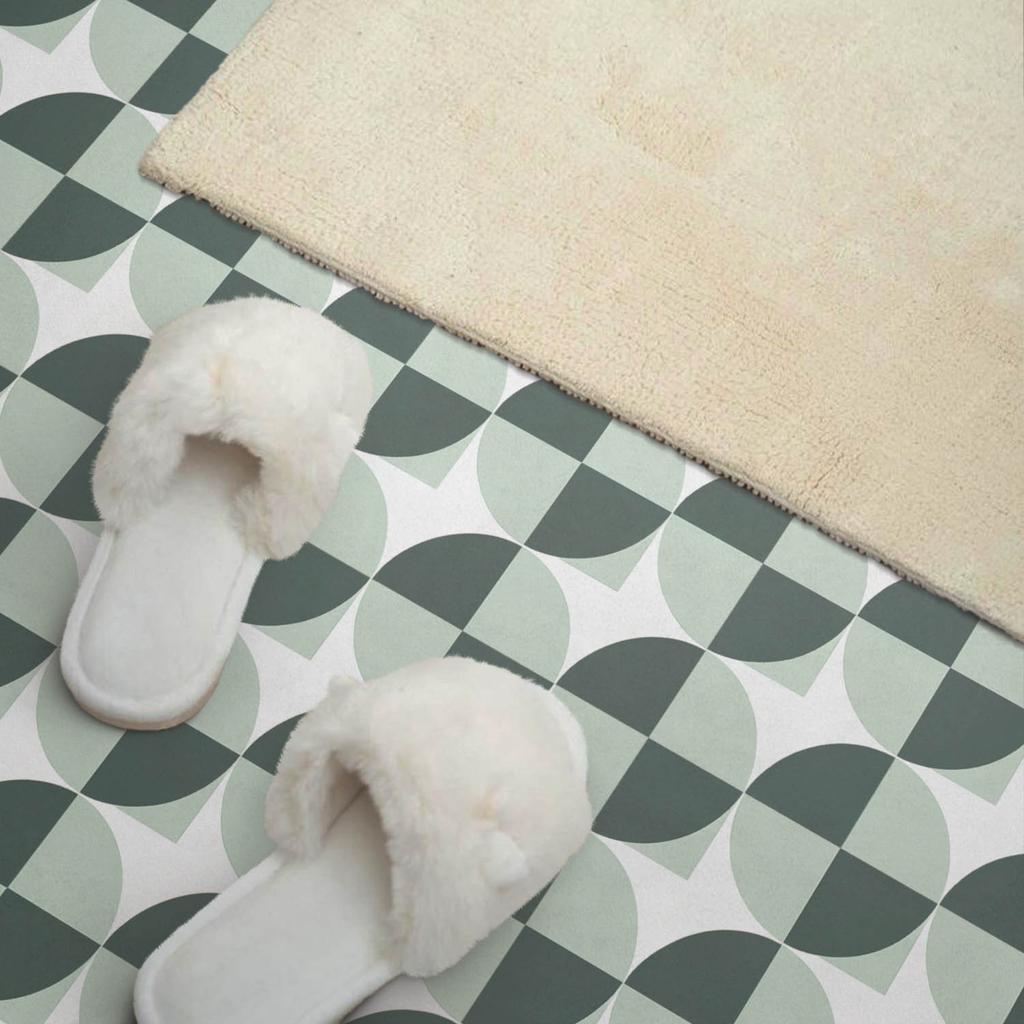 Set of Vinyl PVC Tiles Geometry of Circles and Squares 4X50X50 Cm