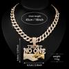Catena Miami Iced Out di Fabbrica Ciondolo Lettera Hop TRUST NOONE Collana Lega di Zinco con Incastonatura a Griffe Stile Strass