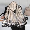New Spring and Summer Long Silk Scarf High-end Imitation Silk Kicker Silk Scarf with Brocade Printed Shawl On The Outside Sun Protection Scarf