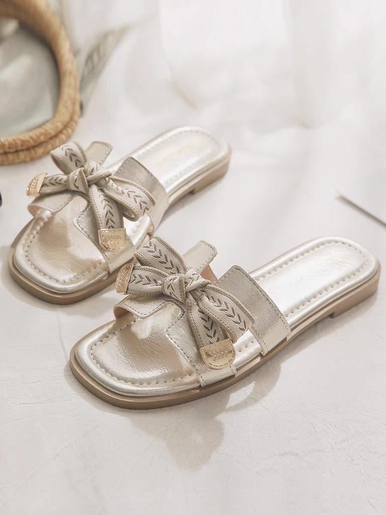 Fairy Style with Skirt French Beautiful Flat-bottomed Small Cool Slippers Female 2025 New Summer Wear Flat-bottomed Cool Slippers