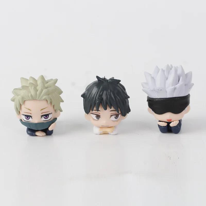 7Pcs/Set Lying Style Anime Jujutsu Kaisen Mini Figure Toys 3-4cm Satoru Gojo Mini Cute Gk PVC Statue Figurine Collectible Toys