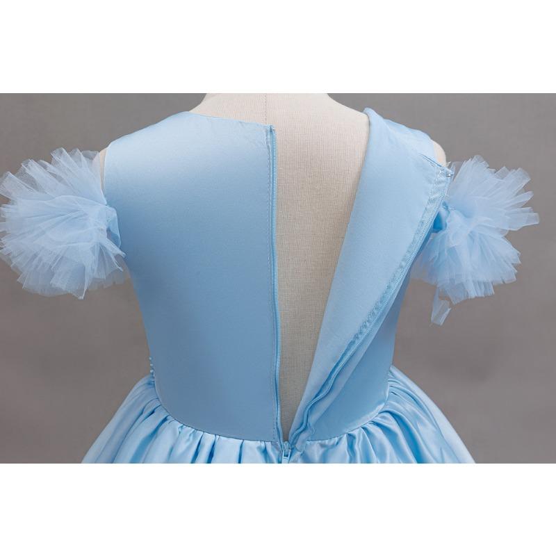 Girls Long Tulle Dress Princess Party Performance Gown