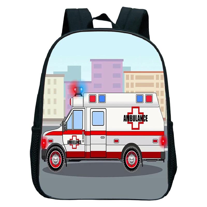 Graafmachine Tractor Print Rugzakken Brandweerauto Boekentas Ambulance Kinderrugzak Jongens Meisjes Kleuterschool Schooltas