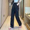 Fashion Women Joggers Pants Casual Chic Straight Cargo Pants Elastic High Waist Streetwear Slim Trousers Summer Thin