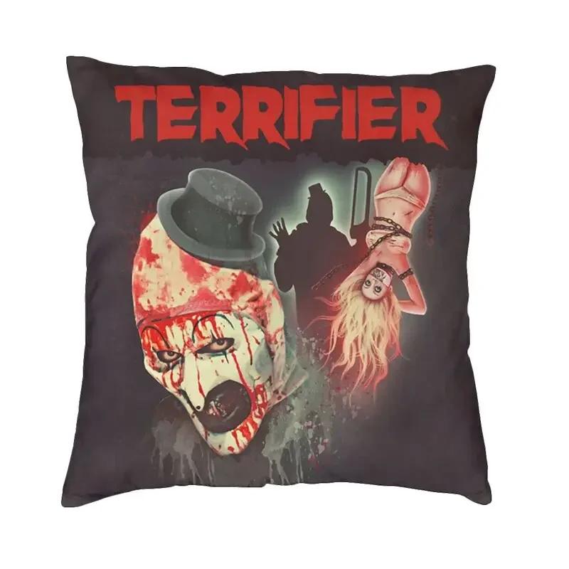 Horror Clown Halloween Movie Terrifier Cushion Cover Velvet Pillow Case Sofa Chair Square Pillowcase Living Room Decoration