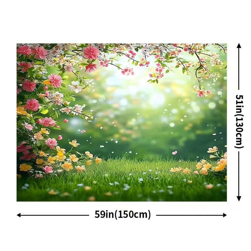 2D frisches grünes Gras Blumen Hintergrund Hochzeit Brautparty Fotografie Hintergrund