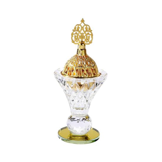 Arabic Incense Burner Glass Desktop Incense Holder with Lid Hollow
