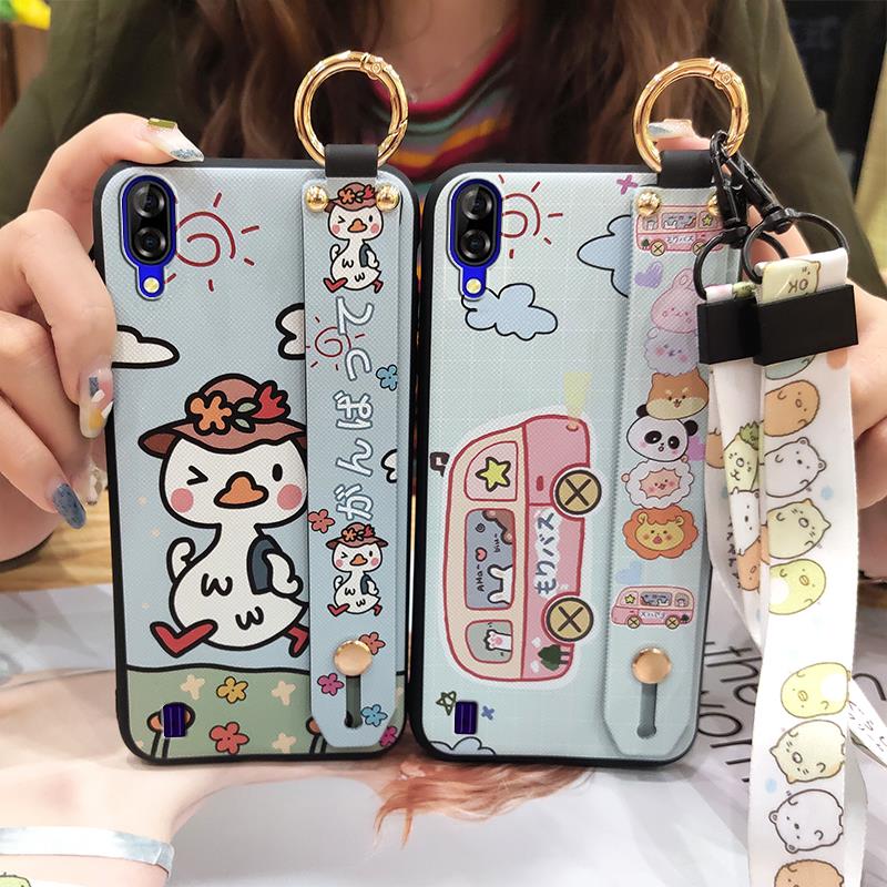 Shockproof Wrist Strap Phone Case For Blackview A60 Soft case Back Cover Waterproof Kickstand Ring Silicone Lanyard Cute
