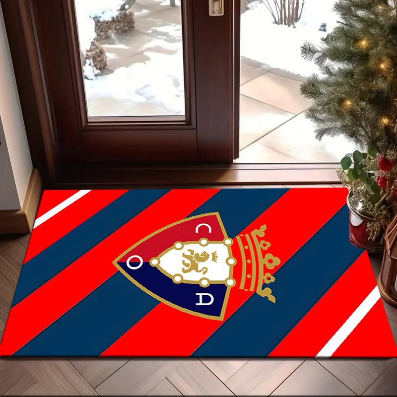 1PC Red Blue Shield Atletico Rug Game Carpet, Floor Mat for Bedroom Living Room Entryway Rug, Home Decor Idea Gift for Christmas birthday