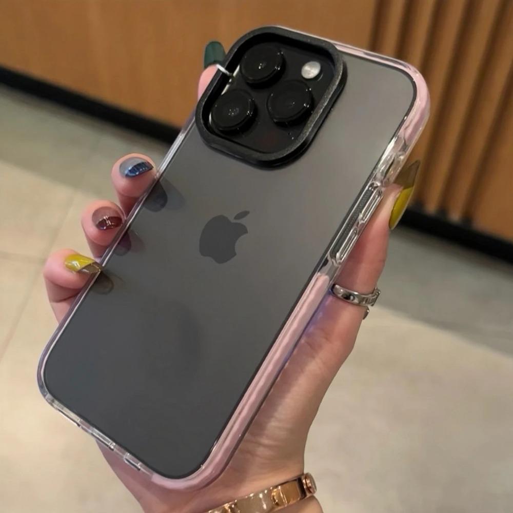 Luxury Transparent Airbag Phone Case For iPhone 17 16 15 Pro Max 14 16 Plus 13 12 11 Contrasting Bumper Shockproof TPU Cover