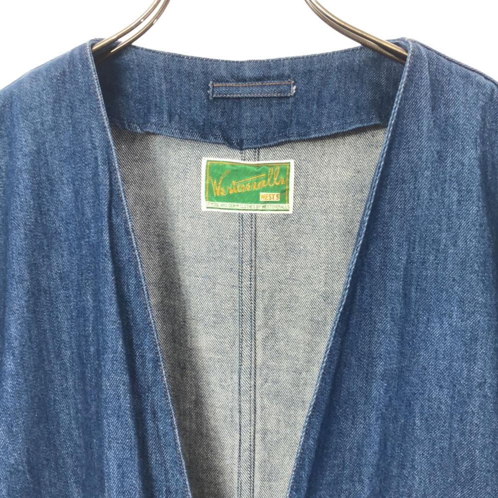 WESTOVERALLS made in Japan collarless long Denim coat F Women Used
