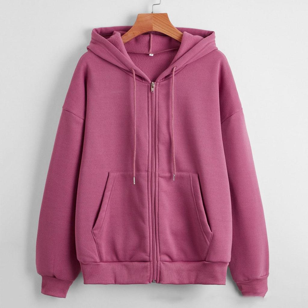Felpe con cappuccio da donna autunnali, primaverili, moda casual, cardigan, felpe con coulisse, stile coreano, felpe tinta unita con zip