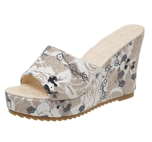 Fashion 2024 New Women's Shoes Fashion Shoes Casual Slippers Summer Vintage Print Open-toed Slippers Lightweight and Comfortable