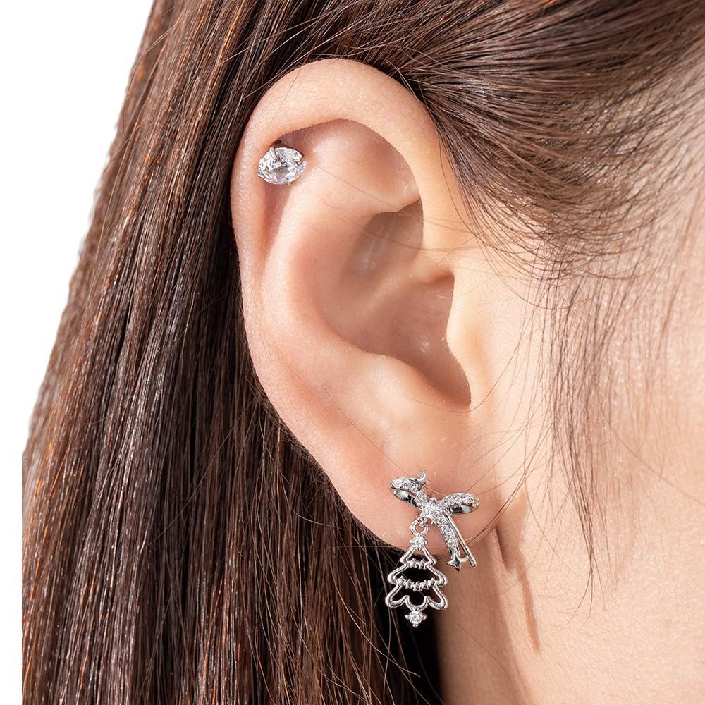 Henson Titanium Steel Christmas Stud Earrings for Girls - Screw-on High-End Earlobe/Ear Cartilage Design