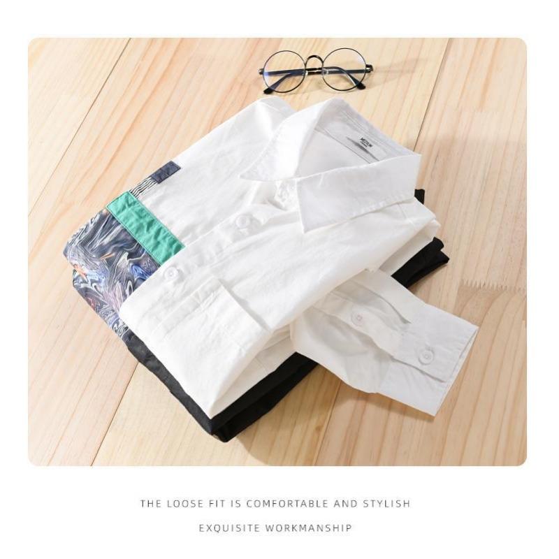 Men S Loose Long Sleeve Casual Solid Color Shirt