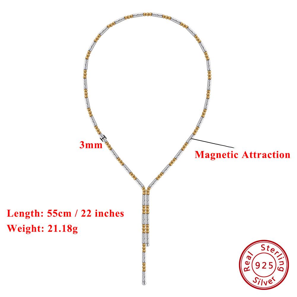 

Effie Queen 925 Sterling Silver 55cm Magnetic Attraction Necklace & Bracelet Various Color Selection Mixed Wear Design Gift SC88 разноцветный