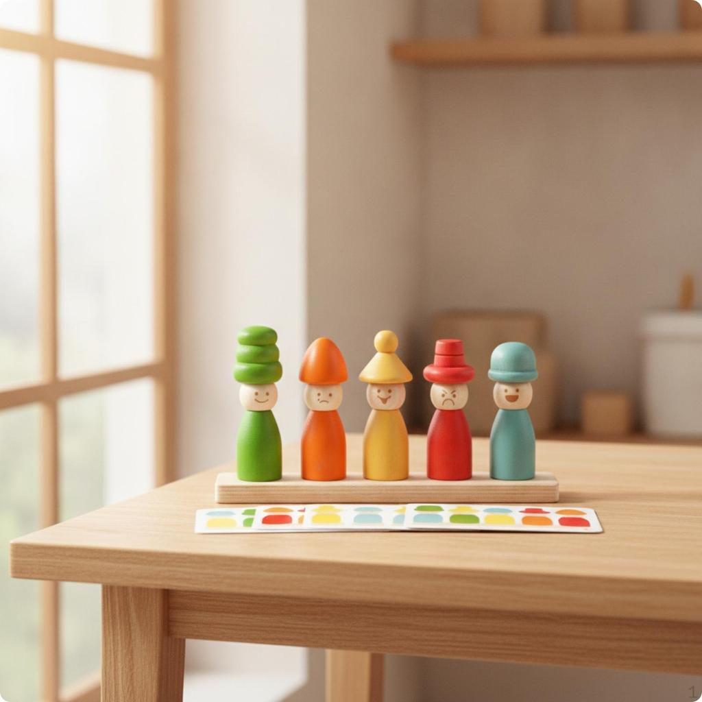 Educational Stacking Toy Painted Wood Wooden Matching for Young Children, Preschoolers