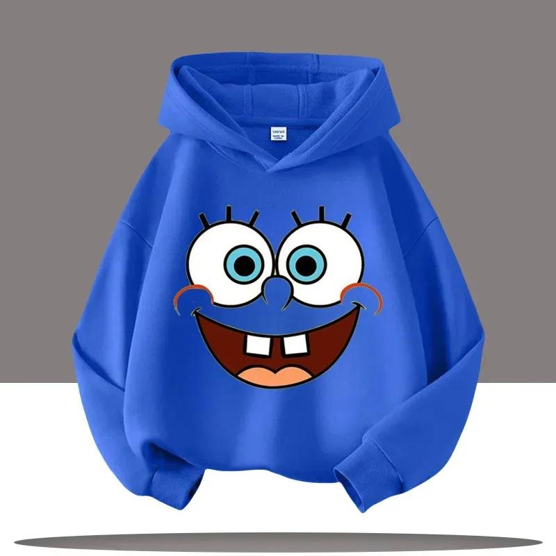 New Cute Cartoon SpongeBob SquarePants Autumn and Winter Fashion Cute Boys and Girls Daily Outing Warm Children's Hoodies
