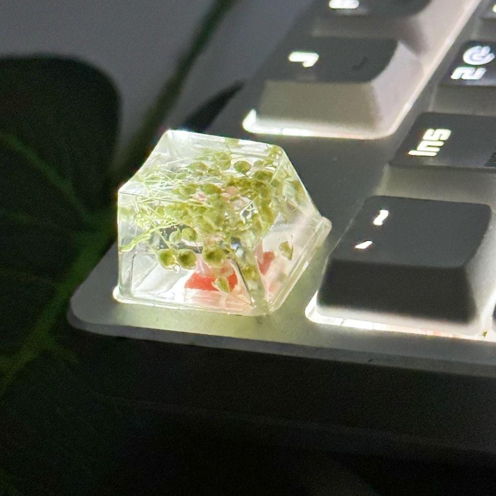 Translucent Mechanical Keyboard Keycap OEM R4 Resin Keycap Dried Flower Keycaps  Cherry MX