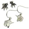 Les Trésors De Lily [P8073] - 2 Pairs of Silver 'Licorne My Unicorn' Steel Earrings - 10x10 Mm and 11x10 Mm