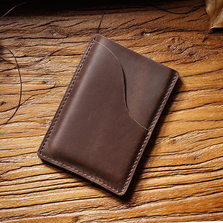 Retro Crazy Horse Leather Ultra-Thin Card Holder: Top Layer Cowhide with Multifunctional Storage