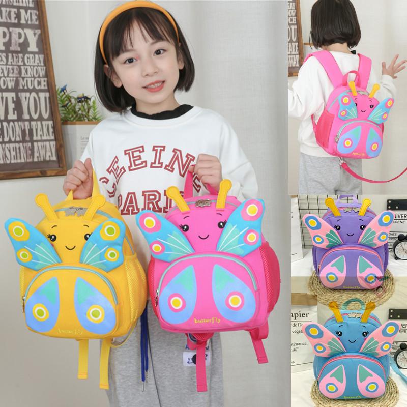 Adorable Girls Cartoon Butterfly School Bag With Wear-resistant Fabric