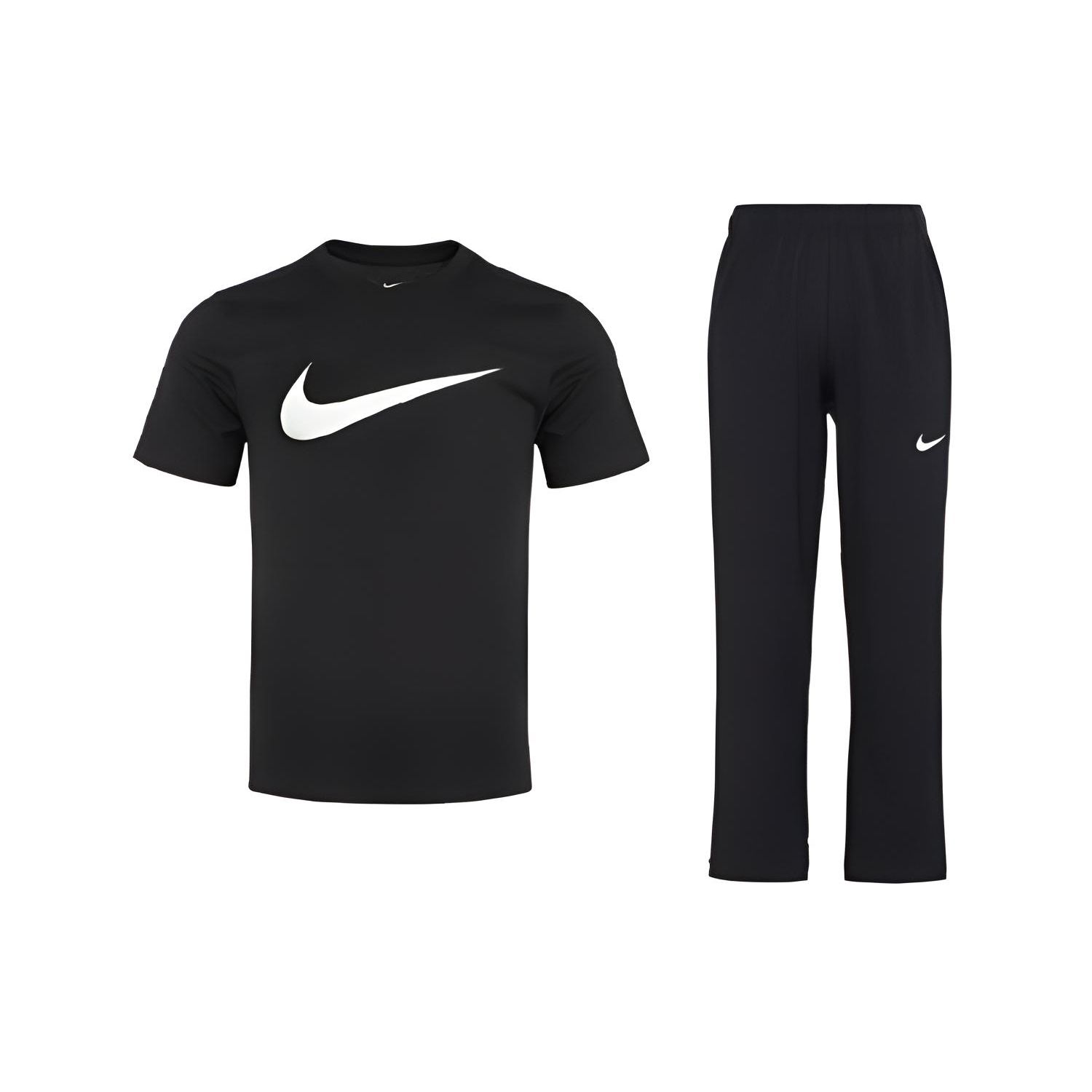 

Nike Свободный дышащий круглый вырез короткий рукав тонкие длинные брюки повседневный спортивный костюм мужской костюм черный DC5095-010+DM6627-010 S