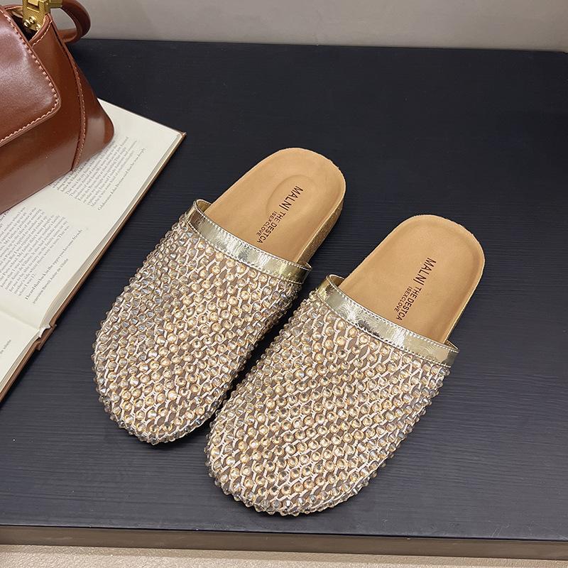 

2025 весна и лето новые шлепанцы с плоской подошвой и полым носком, модные универсальные для ношения на улице, женские крутые шлепанцы шлепанцы 38